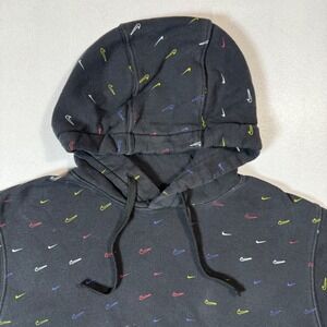 Nike Hoodie Men's Medium All Over Swoosh Print‎ Black